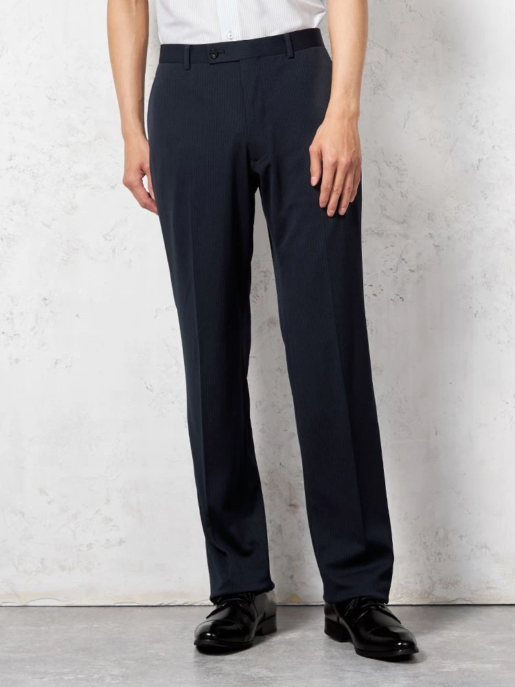 【ウォッシャブル】パンツスラックスノータック【i-Pants-アイパンツ-】ストレッチ速乾ストライプリッケンバッカー