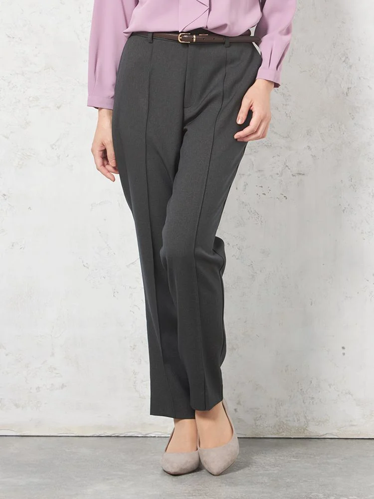 【ウォッシャブル】スティックパンツウーリッシュ2WAYストレッチ内股シームレス無地秋冬【レディース】