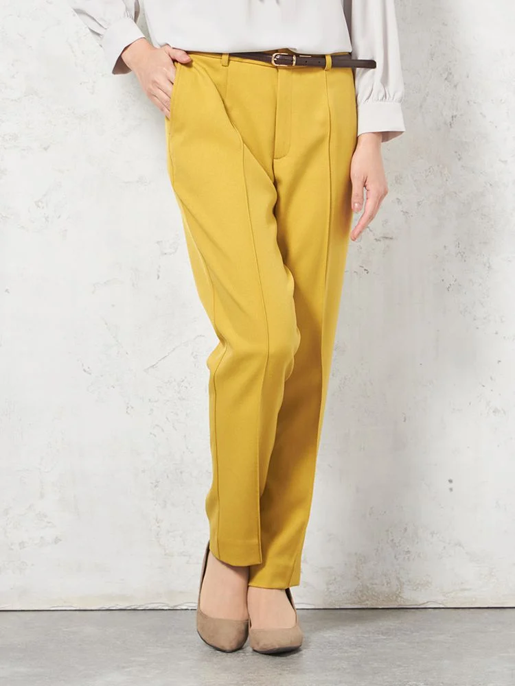 【ウォッシャブル】スティックパンツウーリッシュ2WAYストレッチ内股シームレス無地秋冬【レディース】