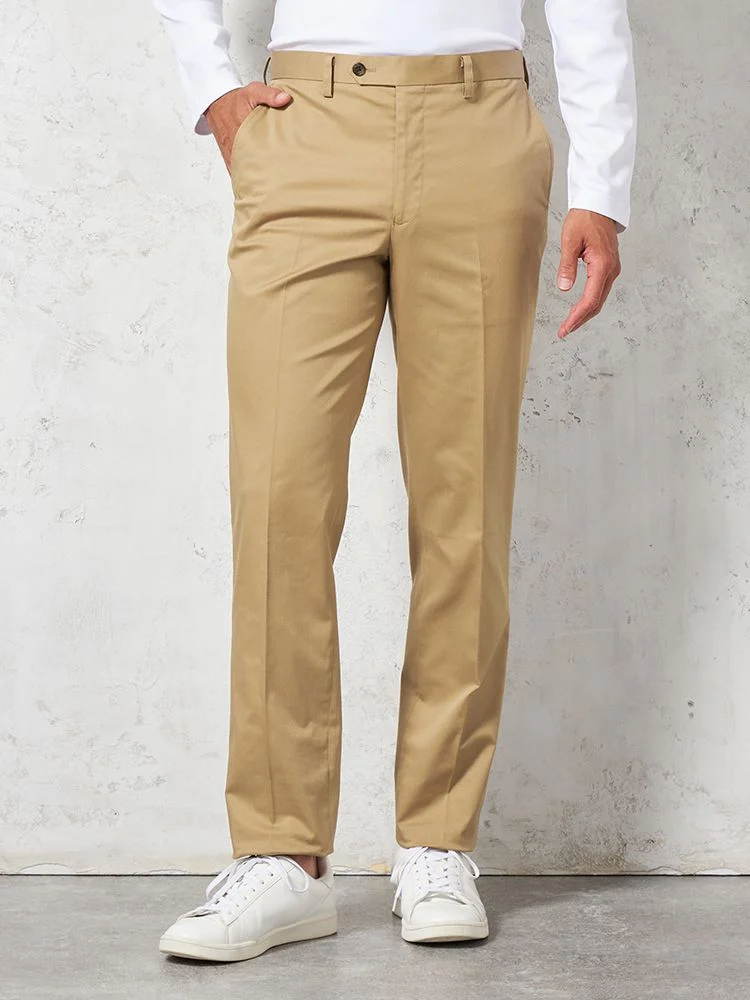 【ノータック】チノパンスーパークリース加工カジュアルパンツ無地リッケンバッカー通年