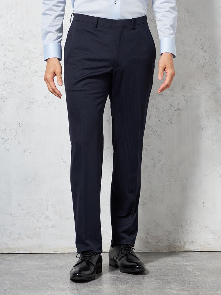 【i-Pants-アイパンツ-】バイオセンサー生地使用【スリム】ノータックシャドウストライプスラックスnero【スリムデザイン】