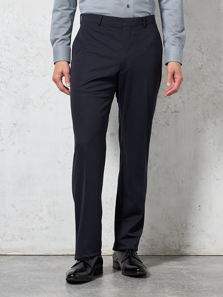 【i-Pants-アイパンツ-】バイオセンサー生地使用【レギュラー】ノータックストライプスラックスリッケンバッカー