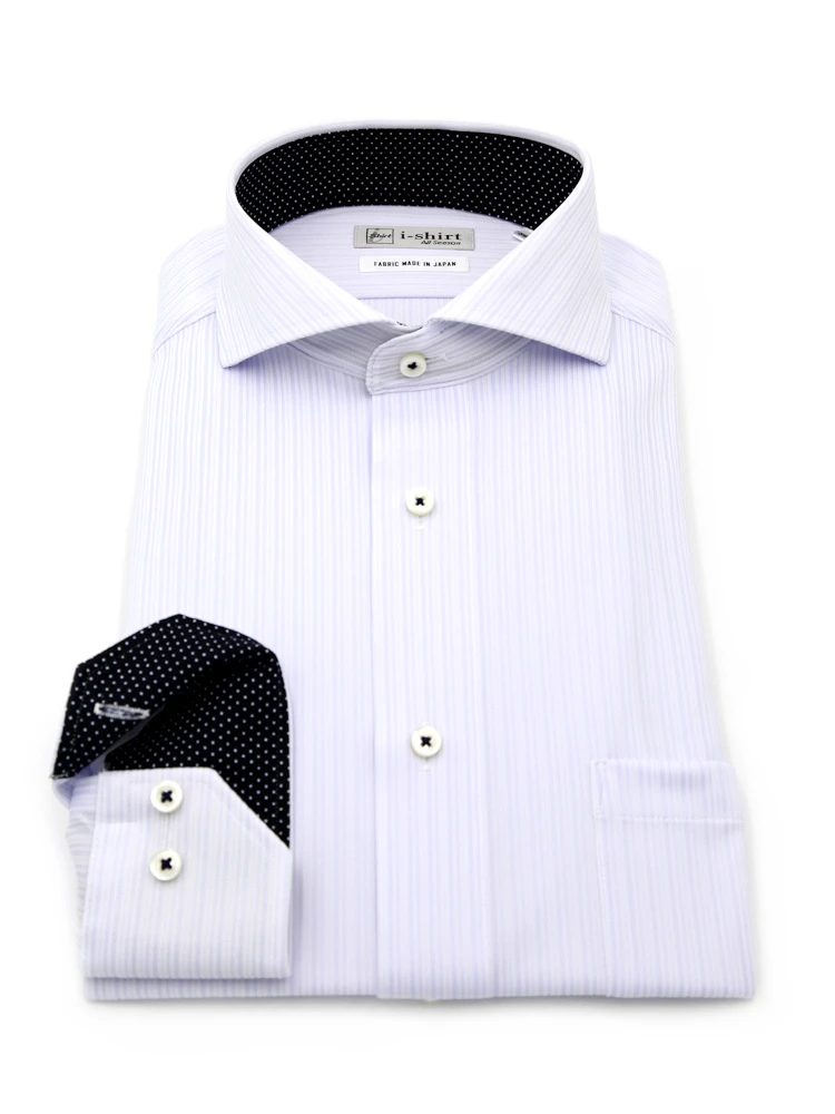 【完全ノーアイロン】長袖アイシャツカッタウェイストレッチ吸汗速乾オルタネイトストライプワイシャツi-shirt通年