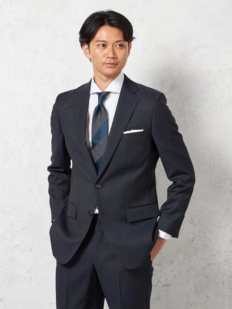 【ウール100%】スーツ2つボタン尾州SUPER110ｓ素材シャドウストライプSTOVEL&MASON秋冬