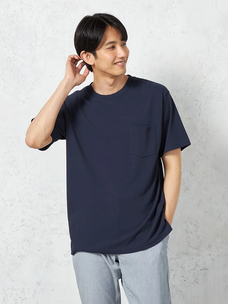 【EDWIN】半袖Tシャツ冷感COOLFLEX鹿の子無地カジュアルインナー春夏