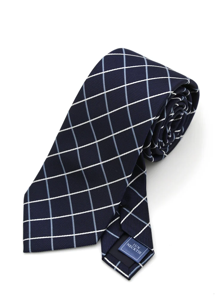 【シルク混】ネクタイレギュラーリクルートタイネービーチェックnero通年