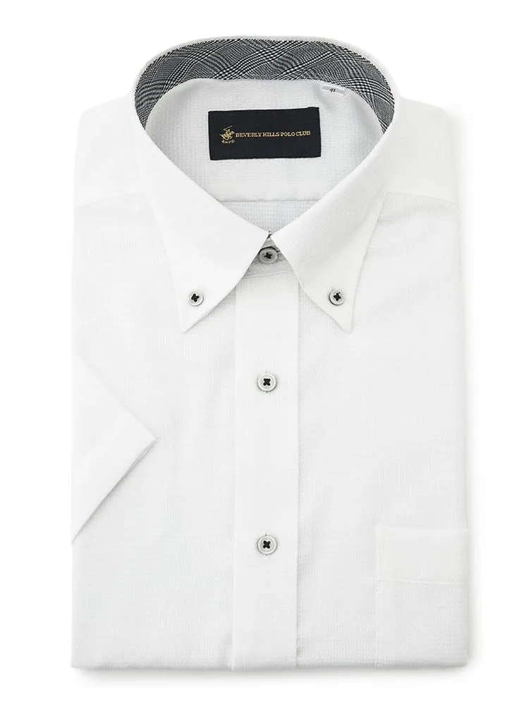 【形態安定】BHPCCVC半袖ワイシャツボタンダウンチェックビバリーヒルズポロクラブ春夏