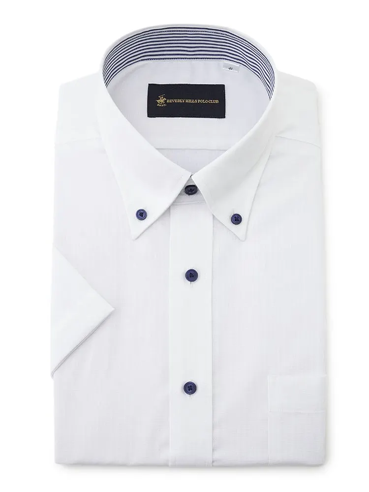 【形態安定】BHPCCVC半袖ワイシャツボタンダウンストライプビバリーヒルズポロクラブ春夏
