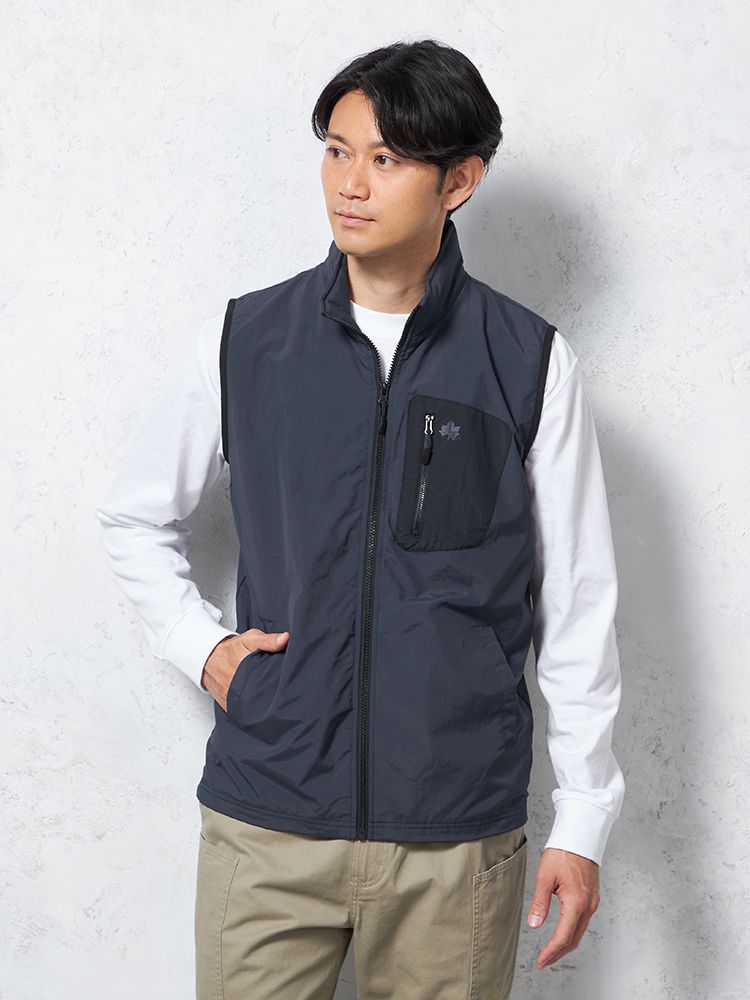 【LOGOS-ロゴス-】撥水加工ナイロンタスラン裏メッシュベスト無地カジュアルアウター
