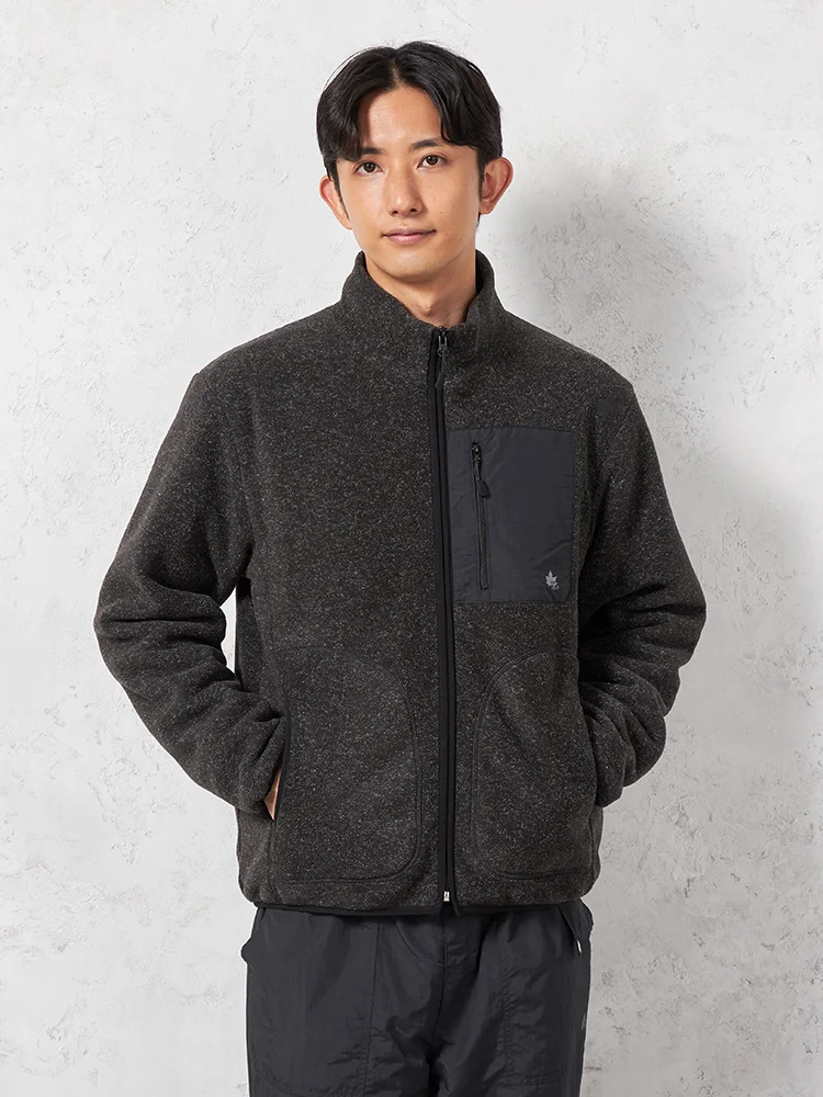 【LOGOS-ロゴス-】ウールライクフリースブルゾン裏タフタ付きカジュアルアウター無地秋冬