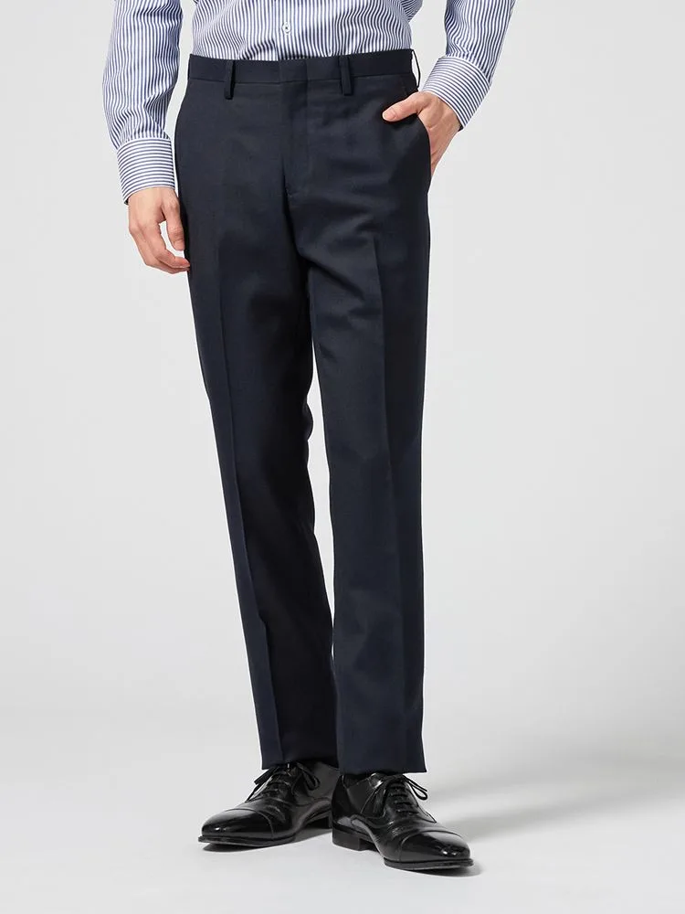 【ウォッシャブル】パンツノータックサキソニースラックス無地nero秋冬【スリムデザイン】