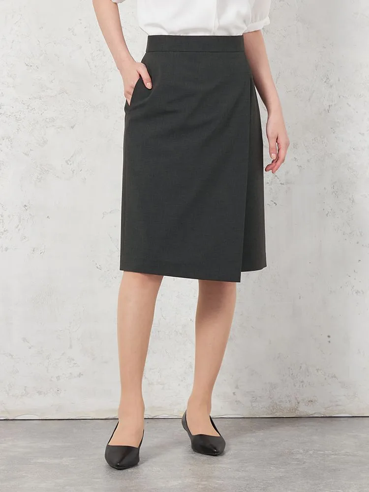 【ウォッシャブル】フロント切替スカートリネンライクストレッチUVカットSOFFICE春夏【レディース】
