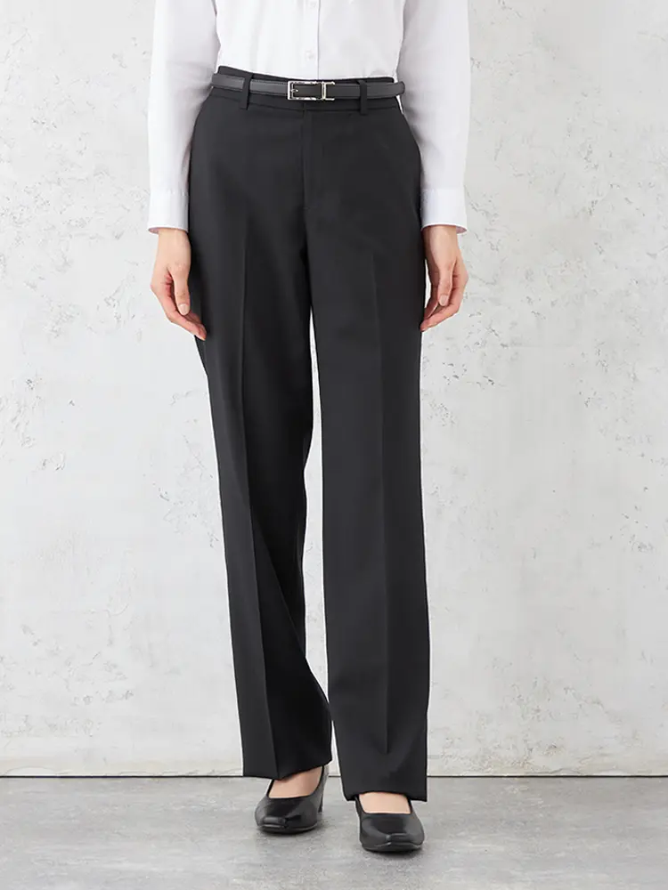 【STOVEL＆MASON】REDAウール100黒無地ストレートパンツフルレンストーベルアンドメイソンストレッチ通年