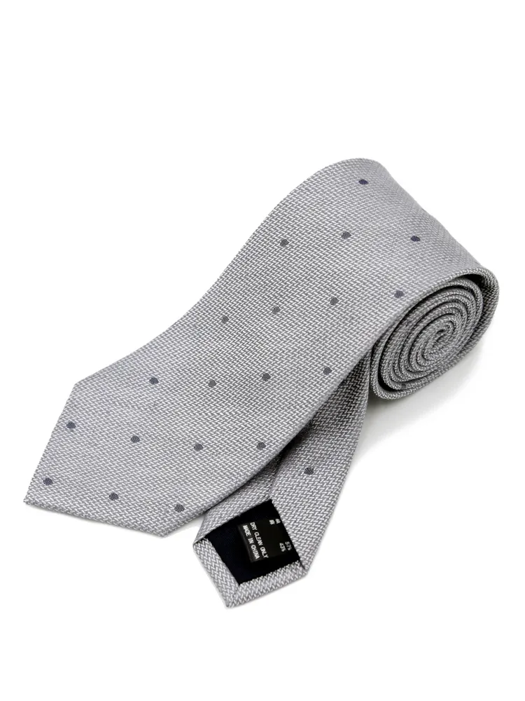 【シルク混】ネクタイシルクリネンドットリッケンバッカー春夏