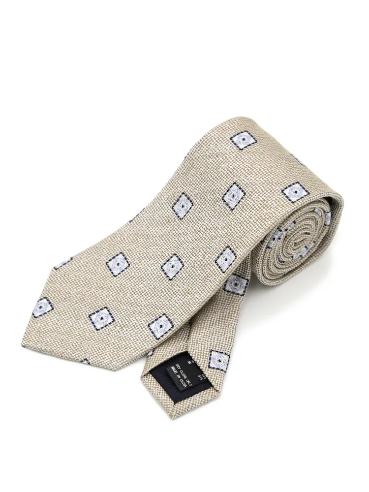 【シルク混】ネクタイシルクリネン小紋リッケンバッカー春夏