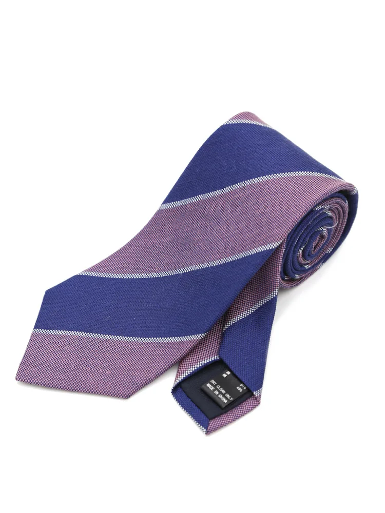 【麻混】ネクタイシルクリネンストライプリッケンバッカー春夏