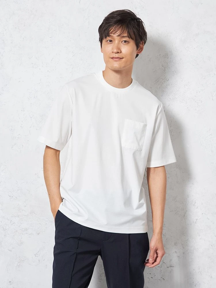 【接触冷感】半袖スロープネックTシャツビズT無地カジュアルインナーTOKYORUN春夏