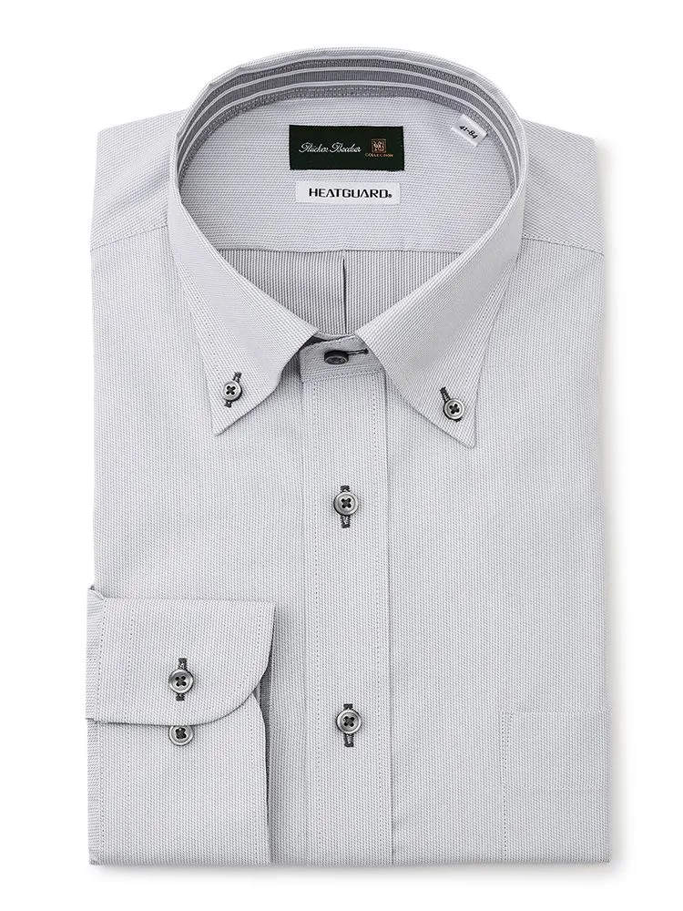 【遮熱＆UVカット】長袖ワイシャツ ボタンダウン ストライプ リッケンバッカー ヒートガード 春夏