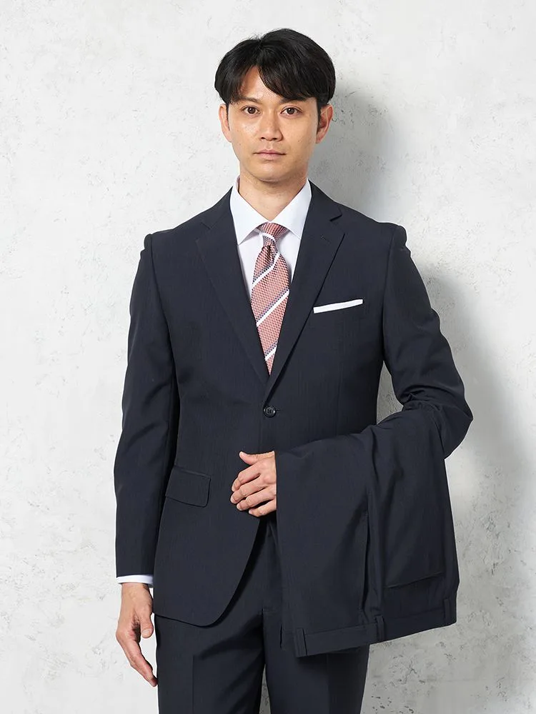 【上下ウォッシャブル】スーツ 2つボタン ツーパンツ イージーケア ストライプ pinky wolman