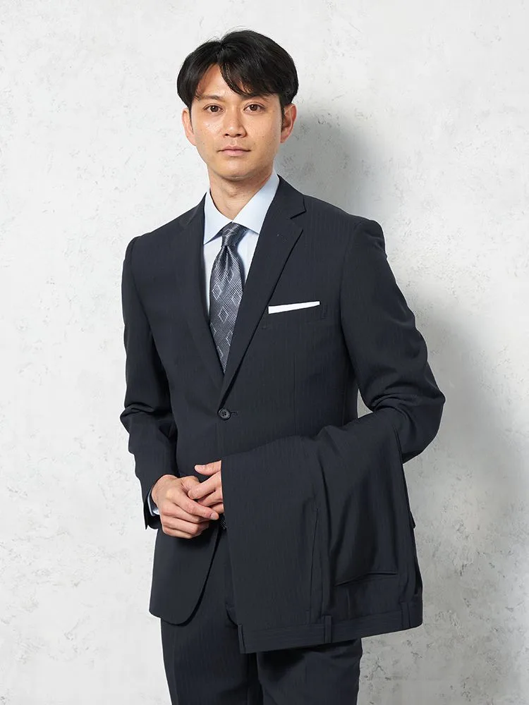 【上下ウォッシャブル】スーツ 2つボタン ツーパンツ イージーケア ストライプ pinky wolman