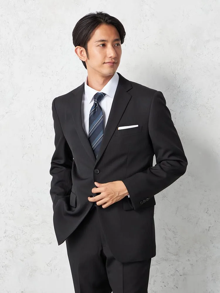 【即納】【WEB限定】 スーツ 2つボタン ストライプ 上下ウォッシャブル 3シーズン対応