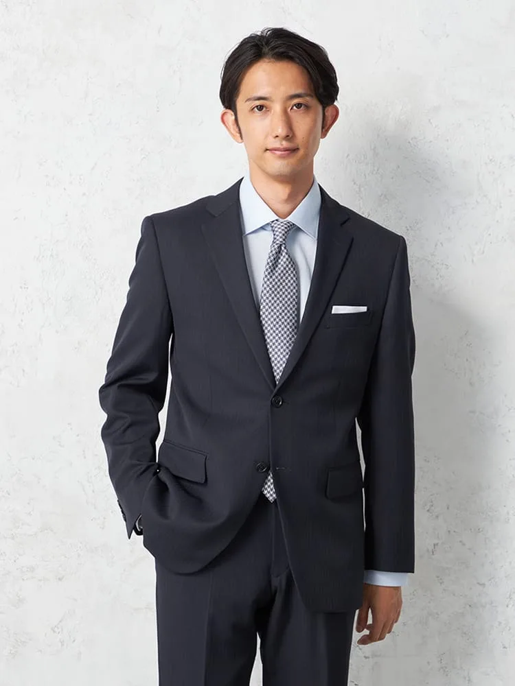 【即納】【WEB限定】 スーツ 2つボタン ストライプ 上下ウォッシャブル 3シーズン対応