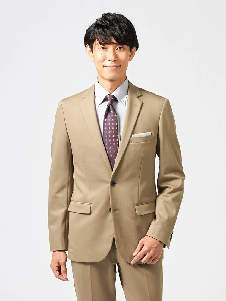 【Cassette Cross】スーツ 2つボタン 上下ウォッシャブル ニット素材 無地 nero 秋冬【スリムデザイン】