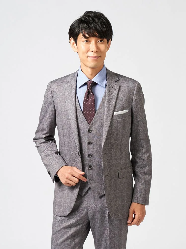 【Cassette Cross】スリーピーススーツ 2つボタン 上下ウォッシャブル ニット素材 グレンチェック nero 秋冬【スリムデザイン】